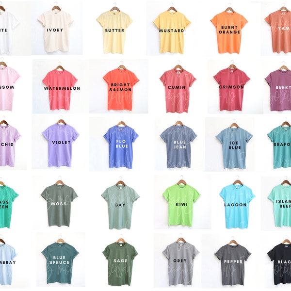30 Colors Comfort Colors 1717 Mockup Bundle C1717 CC 1717 T-Shirt Mock-up Bundle Neutral Simple Minimal Spring Summer Tee Shirt Mockups