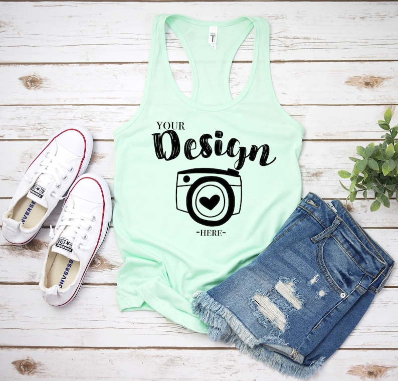 Next Level 1533 Mint Tank Flat Lay Racerback Tank Mock Up - Etsy