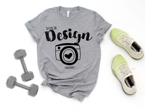 Bella Canvas 3001 Athletic Heather Flat Lay Mockup Gym Mock Up Etsy