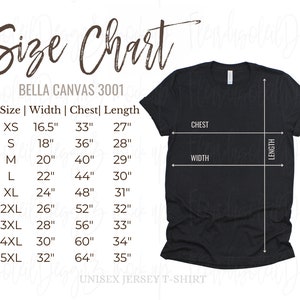 Bella Canvas Size Chart 3001 3001 SIZE CHART Bella Canvas 3001 Size Chart, Size Chart Bella Canvas 3001 Size Chart for Shirts