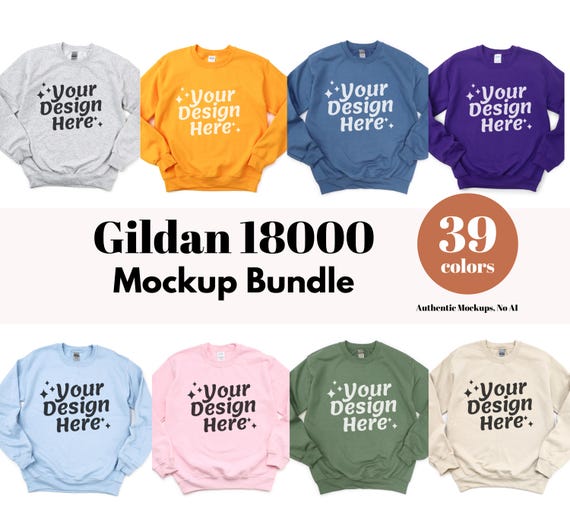 39X Gildan 18000 Mockup Bundle Gildan Mock up Bundle Gildan Sweatshirt Mockup Gildan 18000 Gildan folded Sweatshirt Mock ups