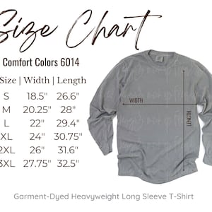 6014 Größentabelle Komfort-Farben Langarm-Größentabelle 6014