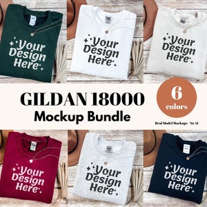 Gildan 18000 Sweatshirt Mockup Bundle | G180 Mockup Bundle | Fall Sweatshirt Mockups | Boho Crewneck Mockup Pack | 6 Real Photo Mockups