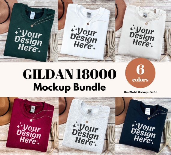 Gildan 18000 Sweatshirt Mockup Bundle | G180 Mockup Bundle | Fall Sweatshirt Mockups | Boho Crewneck Mockup Pack | 6 Real Photo Mockups