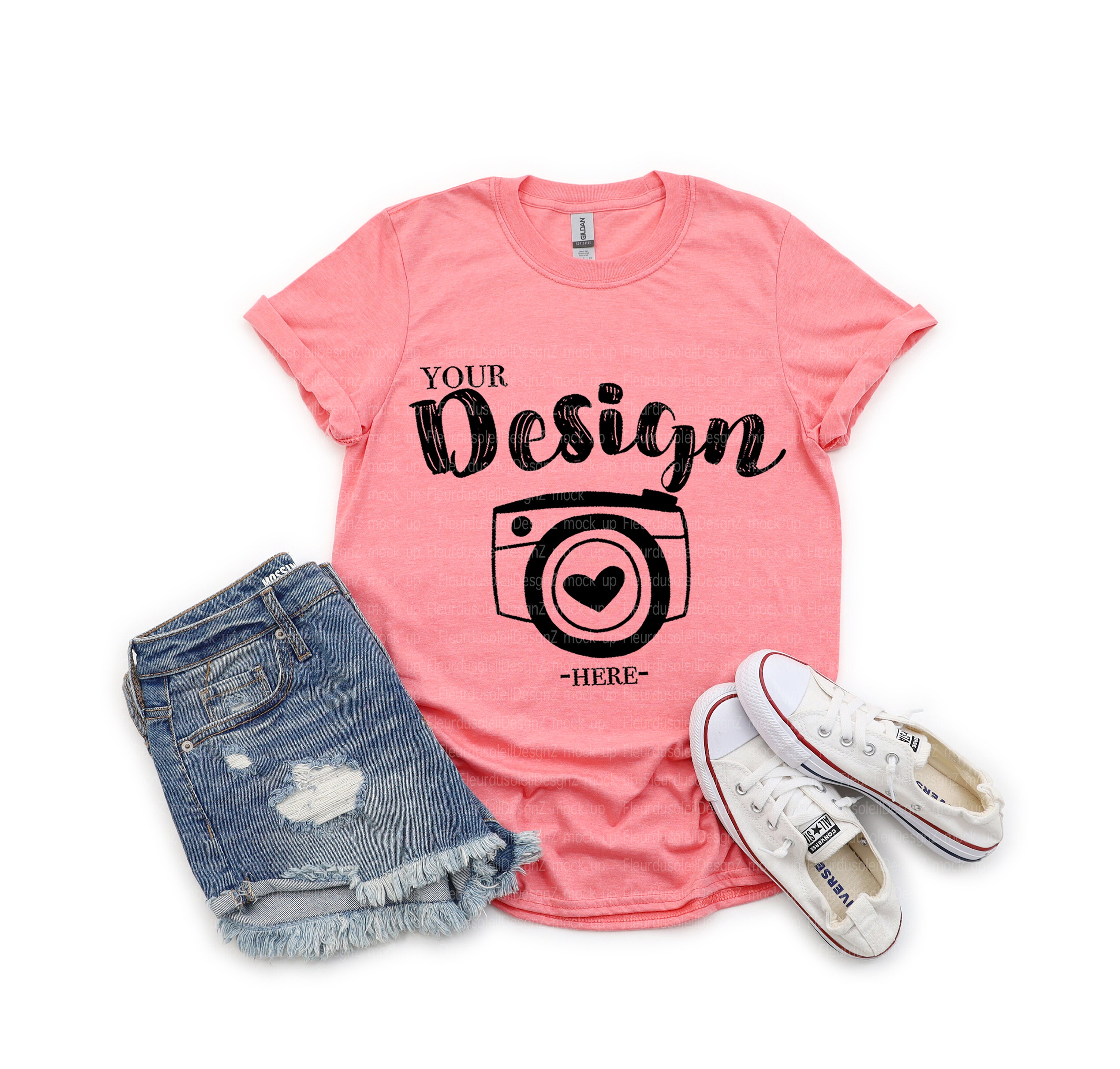 gildan coral silk t shirt