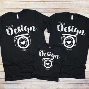 Family Blank Black T-Shirt  Bella Canvas 3001 3001T black Mock Up Shirts Family Flat Lay bella canvas mockups Family Flat toddler
