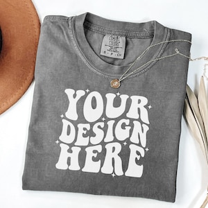 Comfort Colors 1717 pepper Adult Heavyweight RS T-Shirt mockup Comfort Colors mockup Short Sleeve Shirt flat lay mockup