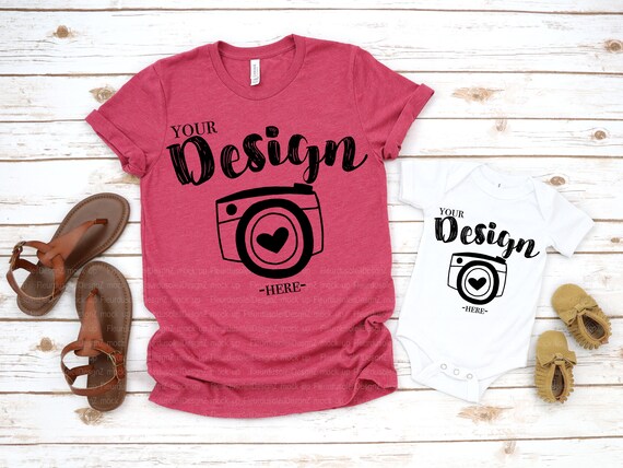 Bella Canvas 3001 Heather Raspberry 100b White Mockup Toddler Etsy