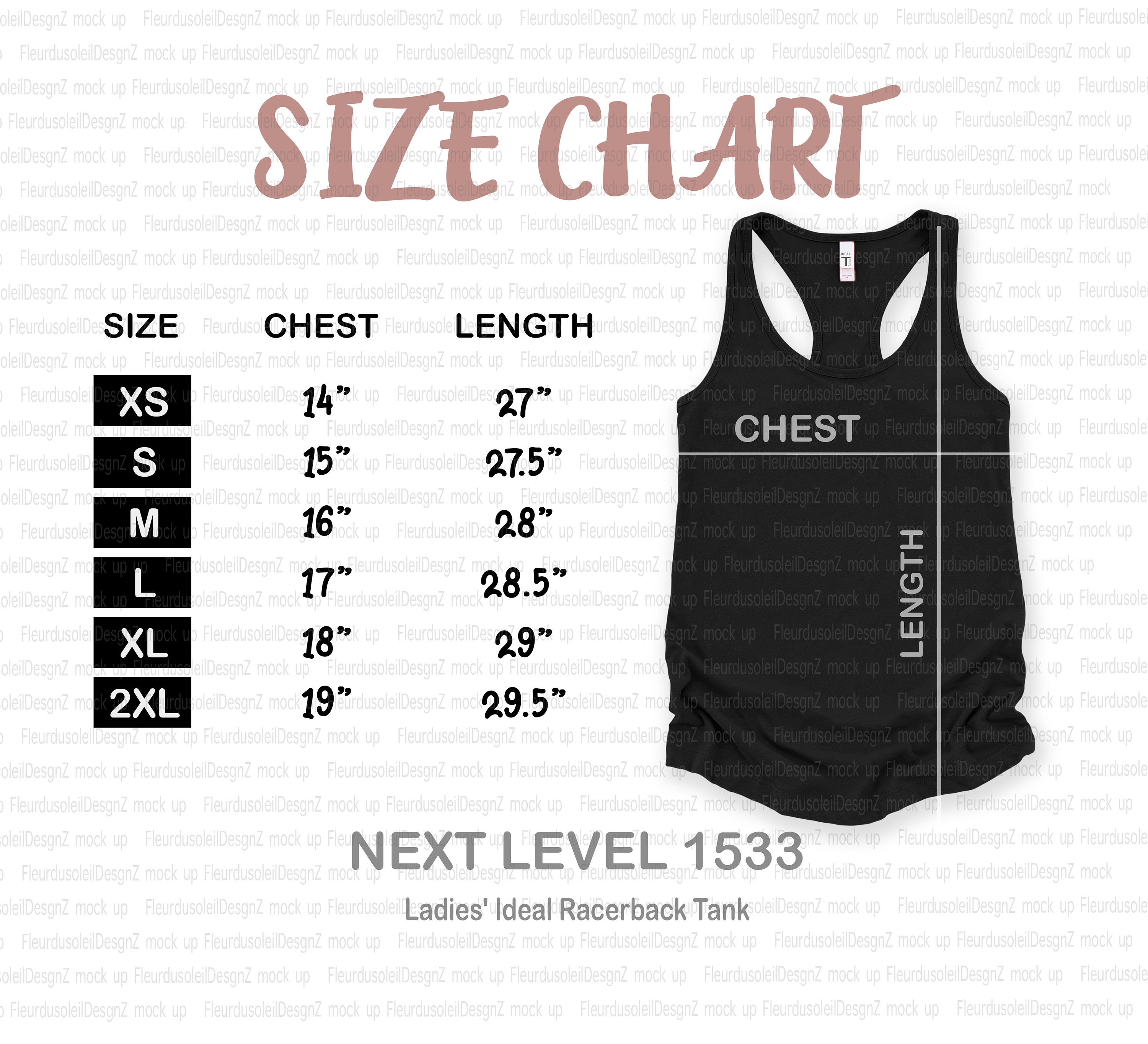Next Level Size Chart Next Level 1533 Size Chart NEXT LEVEL Mockup