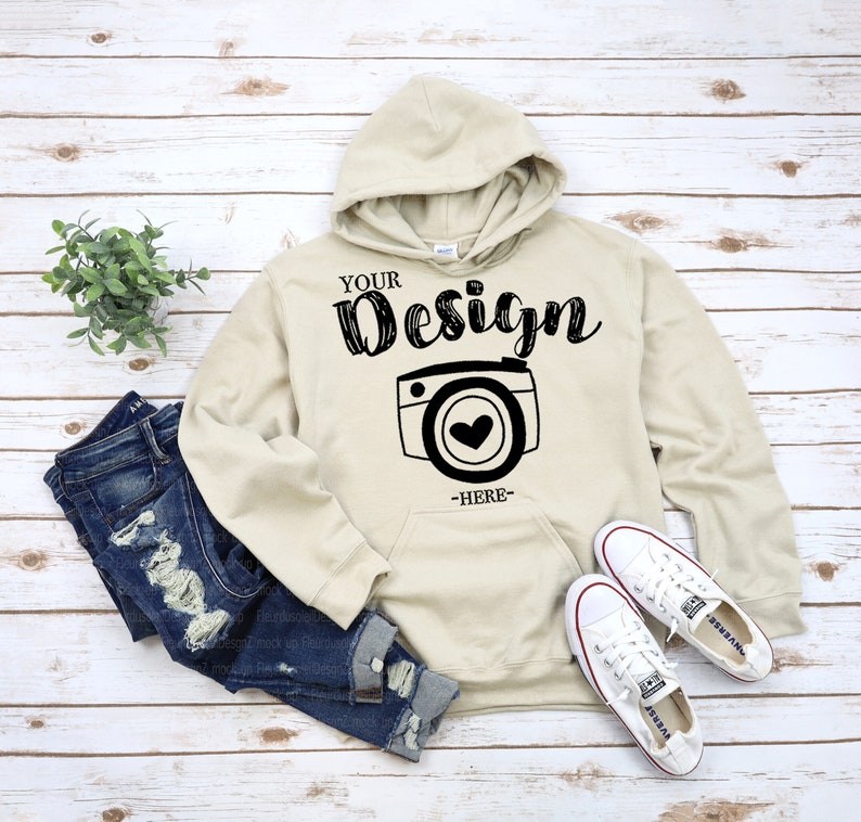 Download Gildan 18500 Hooded Sweatshirt Brand Sand hoodie Mockup | Etsy
