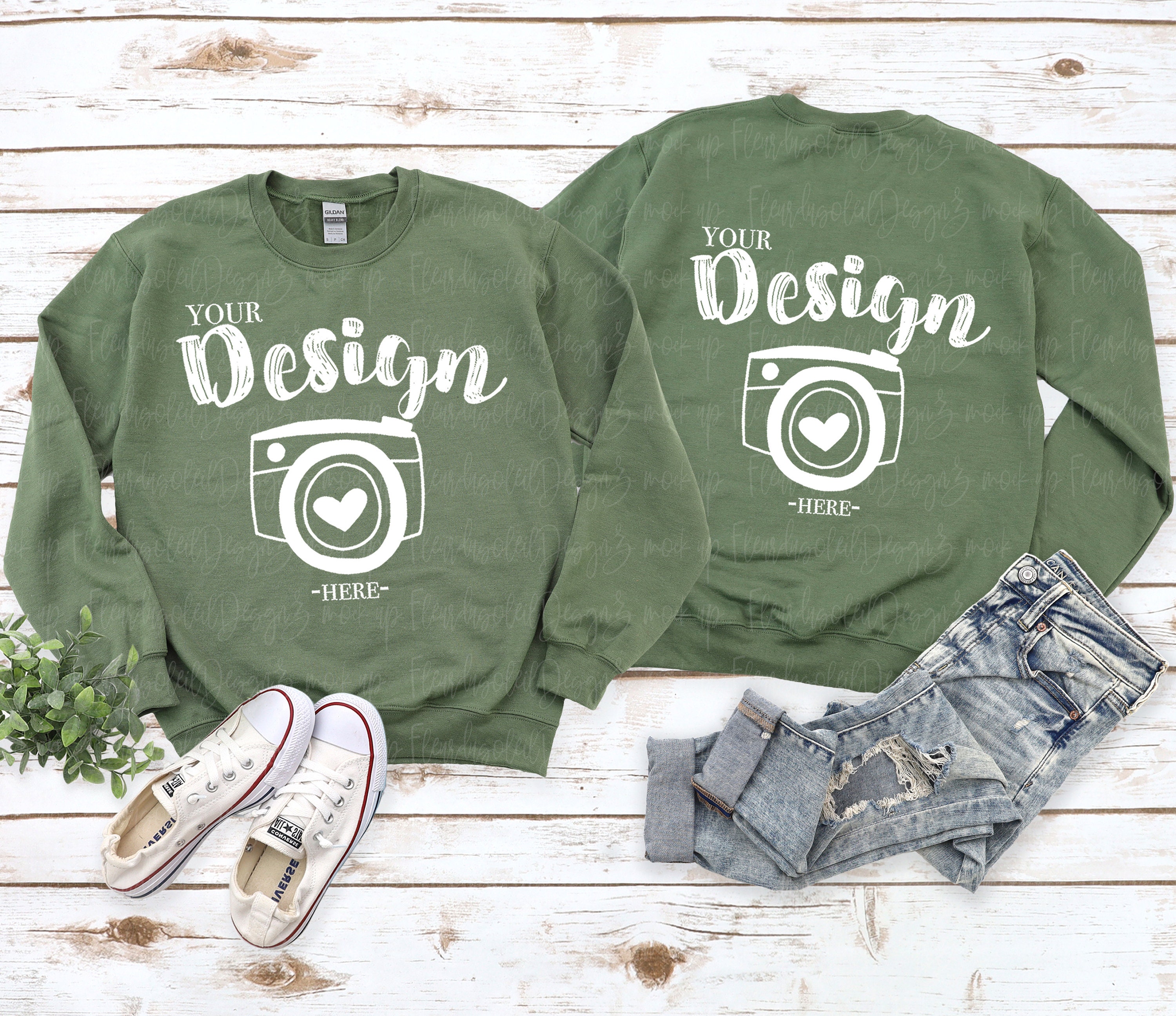 Gildan Front and Back Gildan 18000 Front and Back Sweatshirt - Etsy