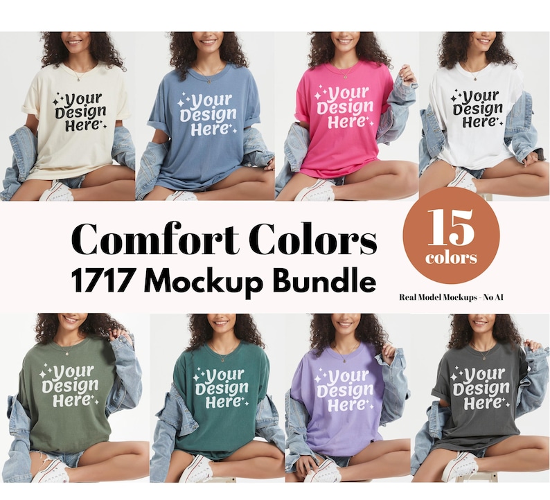 Comfort Colors 1717 Mockup Bundle Comfort Colors C1717 Tshirt Mockup Bundle CC 1717 T-Shirt Mock-up Bundle Real Model mockups