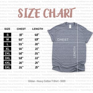 Gildan Size Chart | Gildan 5000 Size Chart | Gildan mockup Size Chart | Gildan Unisex T-Shirt Mockup Size Chart image 1