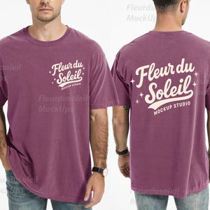 Comfort Colors 1717 Mockup-paket | Herr C1717 T-shirt-mockups fram och bak | Skjorta-mockup för riktig manlig modell | Enkelt och avslappnat estetiskt foto bild 7