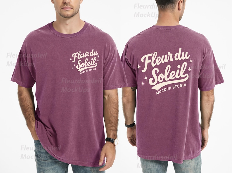 Comfort Colors 1717 Mockup-paket | Herr C1717 T-shirt-mockups fram och bak | Skjorta-mockup för riktig manlig modell | Enkelt och avslappnat estetiskt foto bild 7