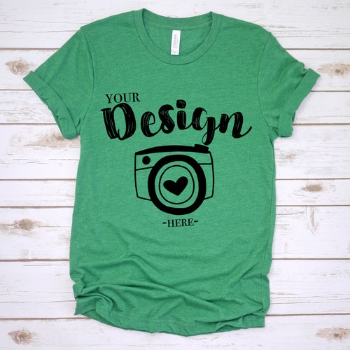 Bella Canvas 3001 Heather Green Mockup Tshirt Mockup With - Etsy