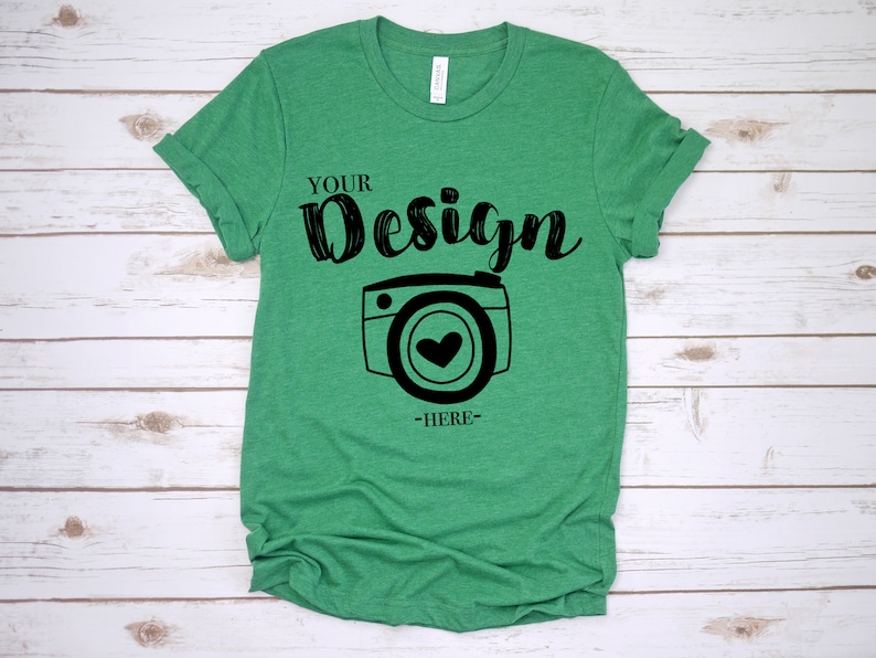 Download Bella Canvas 3001 Heather Grass Green Flat Lay Mockup Mock ...