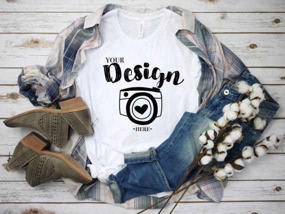 Bella Canvas T Shirt Mockups Bella Canvas 3001 White Mockup Etsy