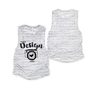 Front & Back | Bella Canvas 8803 White Marble Flowy Muscle Tank Mock Up, T-Shirt Mock Up, Mock Up, Flat Lay, Bella Canvas mock up