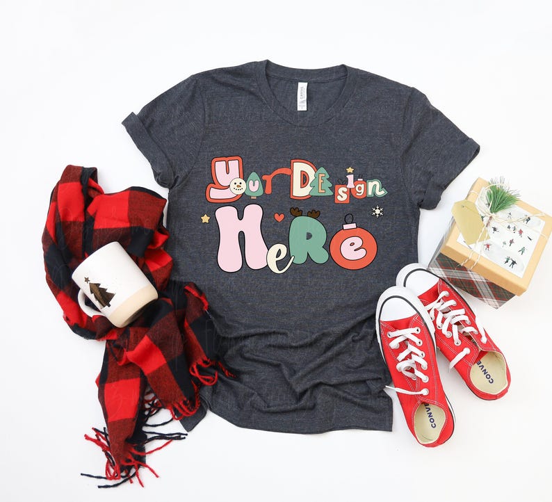 Paquete de maquetas navideñas / Maquetas de camisetas Bella Canvas 3001 / Diseño plano navideño con fotos reales / Estética navideña acogedora imagen 8