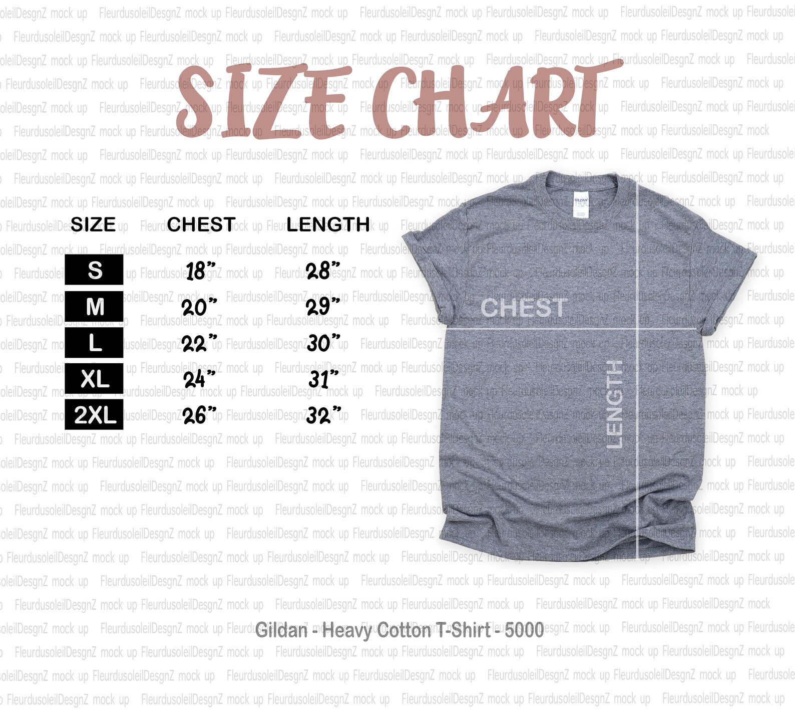 S2XL Gildan Size Chart Gildan 500 Size Chart Gildan Etsy