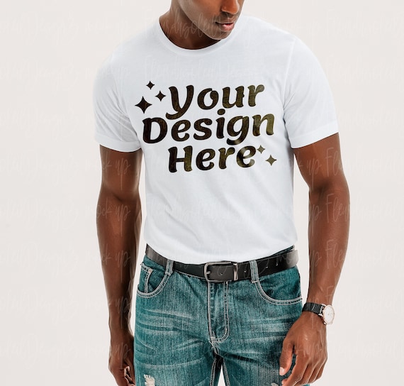 Maqueta de hombre de camiseta de marca personalizable