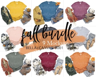 Bella Canvas 3001 fall tshirt Mockup | Bella and Canvas T-shirt Mockup Bundle | Thanksgiving Mockup | BC 3001 Mockup