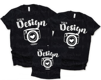 Family Blank Black T-Shirt Bella Canvas 3001 & 3001t Black Mock Up Shirts Family Flat Lay bella canvas mockups Family Flat toddler