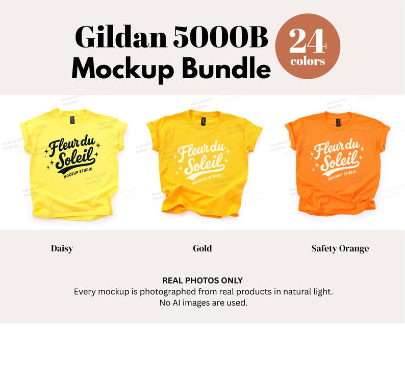 Gildan 5000B Mockup Bundle, Gildan 5000B Youth T-Shirt Mockup Bundle, White Background, Real Photo, Digital Download image 4
