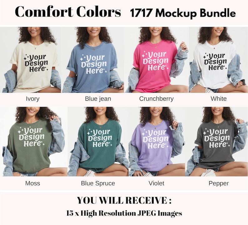 Comfort Colors 1717 Mockup Bundle Comfort Colors C1717 Tshirt Mockup Bundle CC 1717 T-Shirt Mock-up Bundle Real Model mockups image 3