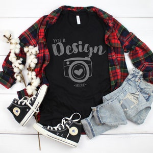 Bella Canvas Mockup | Bella Canvas 3001 Shirt Mock Up | Spring Mockup | Flat Lay Mockup | Spring T-shirt Mockup |  Easter mockup | Black