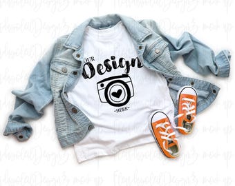 Maqueta de camiseta para niños Bella Canvas 3001T, camiseta blanca para niños pequeños, maqueta de camiseta para niños, maqueta de niña, maqueta de camiseta, maqueta de Halloween para niños