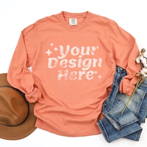 6014 Terracotta Mockup 6014 Mockup Comfort Colors 6014 Mockup Comfort Colors Long Sleeve Mockup Terracotta Long Sleeve Mockup