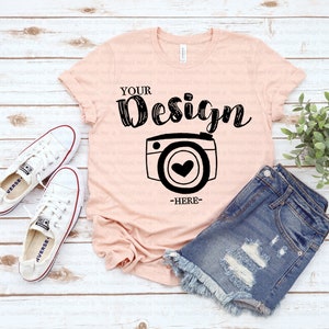 Bella Canvas 3001 Heather Peach bella canvas 3001 mockup t-shirt bella canvas t shirt mockup Summer T shirt