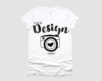 PNG Bella Canvas 3001 white Unisex T-shirt Mock Up Mock Up Flat Lay bella canvas 3001 white mockup Transparent PNG Blank White T-Shirt