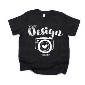 LAT 6101 Schwarzes Jugend Mock-Up Kinder T-Shirt Mock Jugend T-Shirt Mockup