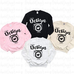 Gildan 18000 Crewneck Sweatshirt Mockup 18000 Mock Up Sweatshirt Mockup Family mockup Gildan18000 White-Sand-Black-pink