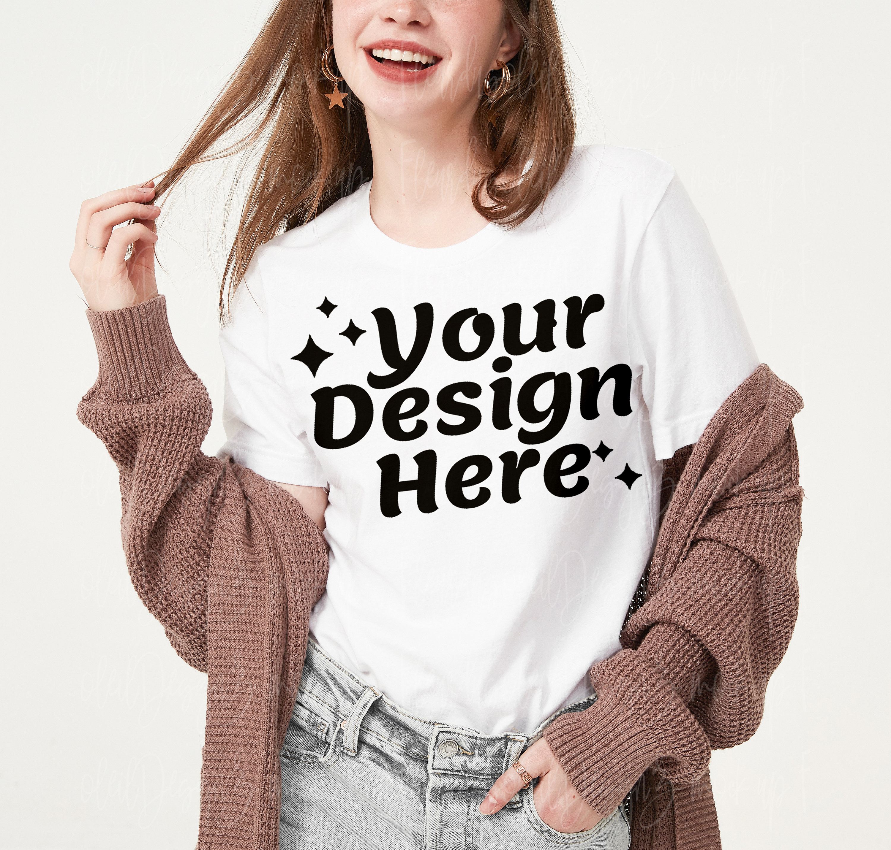 White Bella Canvas 3001 Mockup White T-shirt Mockup Styled Shirt