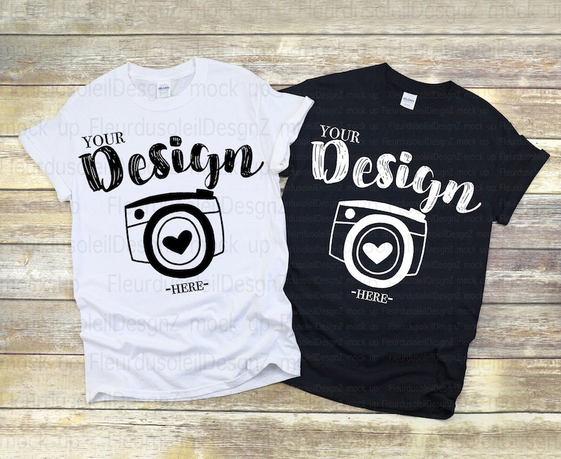 Download Family Blank White T-Shirt Gildan 500 White & Black Mock ...