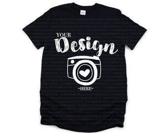 Gildan 64000 Black Unisex TShirt mockup Gildan Softstyle Tshirt Mockup Flat Lay Shirt Mock Up Fall mockup,White Background