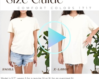 VIDEO Comfort Colors 1717 Size Guide, Trendy Oversized Size Chart, T-shirt Sizing Guide, C1717 POD Size Comparison Chart