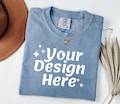 Comfort Colors 1717 Blue Jean T-Shirt mockup Comfort Colors mockup Short Sleeve Shirt BOHO t shirt mockup