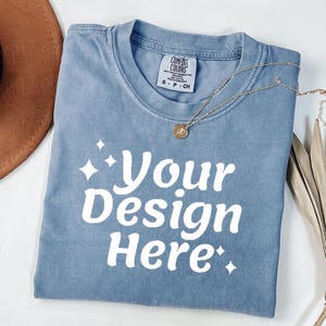 Comfort Colors 1717 Blå jeans-T-shirtmodell Comfort Colors-modell Kortärmad skjorta BOHO t-shirtmodell