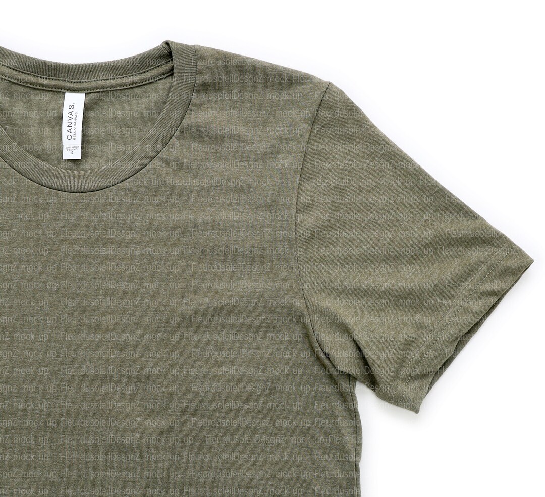 Detail | Bella Canvas 3001 Heather Olive Mockup T-shirt Mockup Bella ...