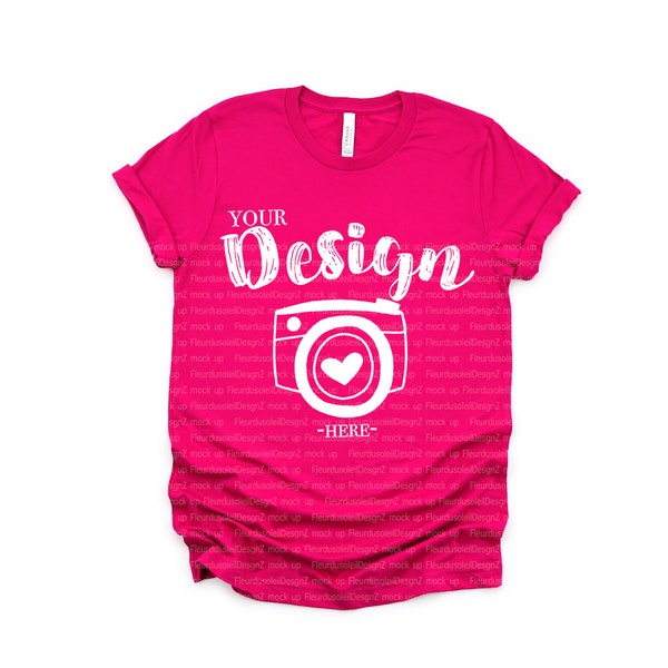 Bella Canvas Mockup Fall Bella Canvas 3001 Fuchsia t-shirt mock ups tshirt mock ups bella