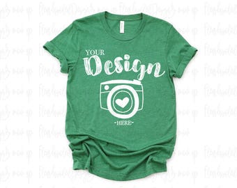 Bella Canvas 3001 Heather Grass Green Flat Lay Mockup Mock Up Mock Up Flat Lay Bella Canvas mock up T-shirt Mockup Christmas Mockup