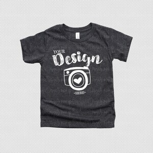 PNG kids t shirt mockup Bella Canvas 3001T Dark Grey HeatherT-Shirt Toddler Flat Lay kids tee mockup boy mockup t-shirt mockup kids