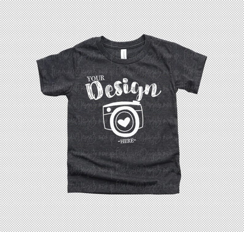 PNG kids t shirt mockup Bella Canvas 3001T Dark Grey HeatherT-Shirt Toddler Flat Lay kids tee mockup boy mockup t-shirt mockup kids