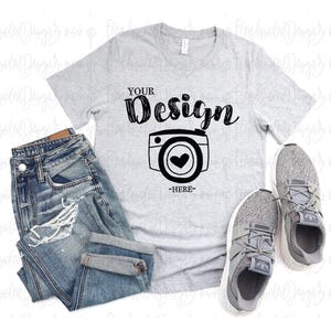 Mens Shirt Mockup | Flat Lay Bella Canvas 3001 Mockup | Bella and Canvas t-shirt Mockup | Fall Mockup | Male Styled Mockup | Man Shirts image 8