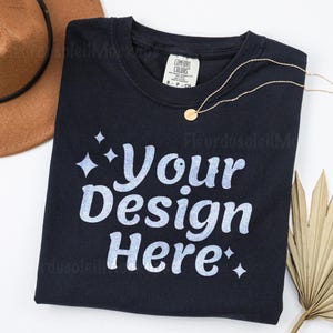 Comfort Colors C1717 zwart shirtmodel | Mockup platliggend T-shirt |  Zwart comfort kleuren T-shirt | Mockup lifestyle-shirt